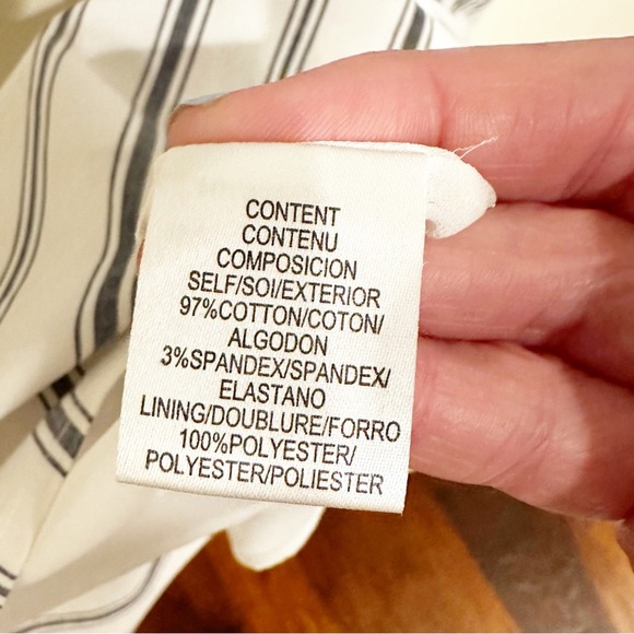 WAYF Women’s Beckett Blue Striped Ruffle Wrap Dress Large Bow Cotton Stretch S - Picture 7 of 13